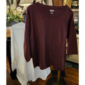 WT # 1096 Women's Med, 2 New Kirkland Signature Tees with 3/4 sleeves